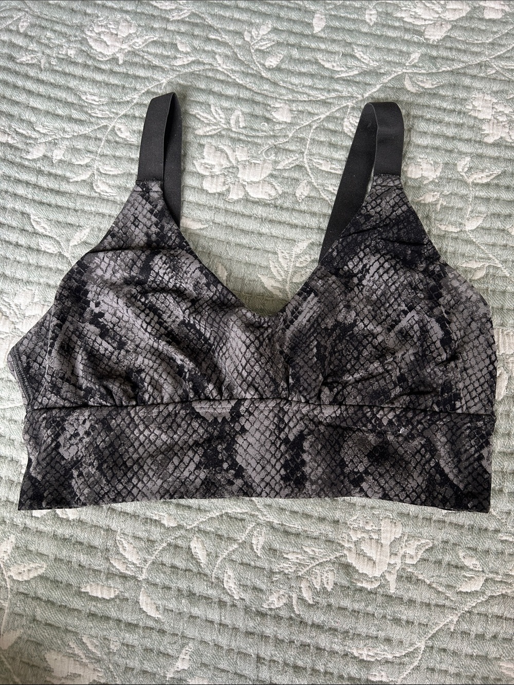 aerie Black & Gray Snake-Print Bralette
